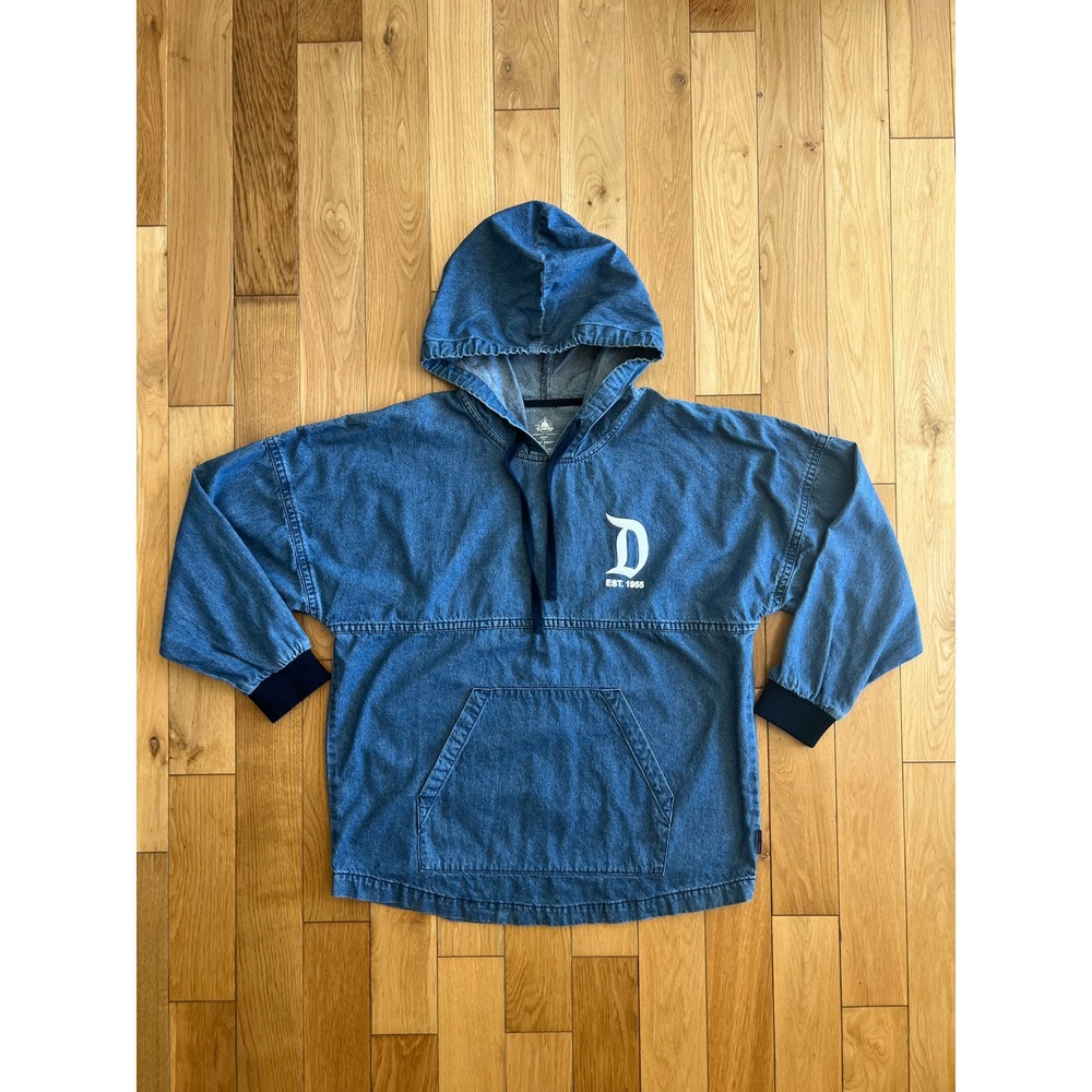 Disneyland Resort Spirit Jersey Denim Hoodie Blue Oversized Unisex Size Small